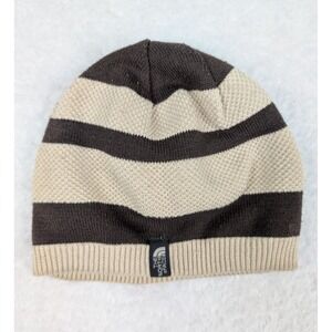 The North Face Beige/ Brown Wool Blend Beanie Hat Striped One Size